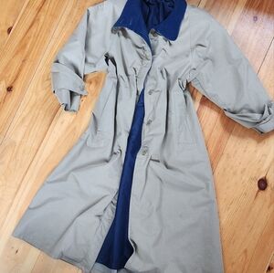 London Fog Beige and Navy Trench Coat